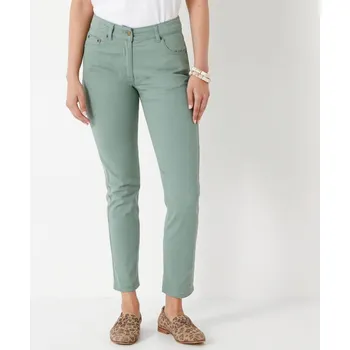 Dámské kalhoty Úzké jednobarevné 7/8 kalhoty zelenošedá 38