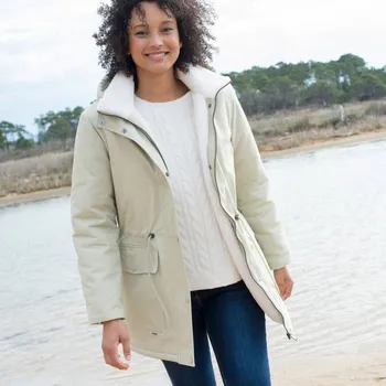 Dámská parka Parka s kapucí a sherpa 		podšívkou béžová 46