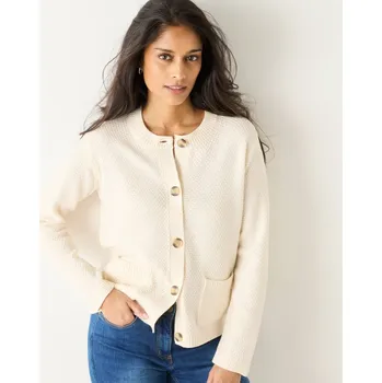 Dámský svetr Svetr na knoflíky, s perličkovým vzorem režná 38/40