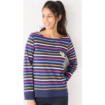 Dámské tričko Pruhované tričko s dlouhými rukávy a nášivkou srdíčka nám. modrá/vícebarevná 46/48