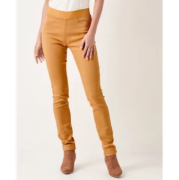 Dámská móda Pohodlné džegíny s pružným pasem, pro nižší postavu kari 48