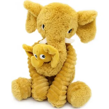 plyšák Ptipotos Plyšový slon Dimoitou hořčicový (máma s miminkem) 35 cm
