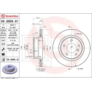 Brzdový kotouč Brzdový kotouč BREMBO 09.9869.81