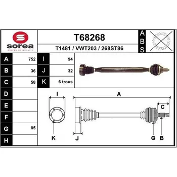 Poloosa kola Hnací hřídel SOREA S.A.S T68268