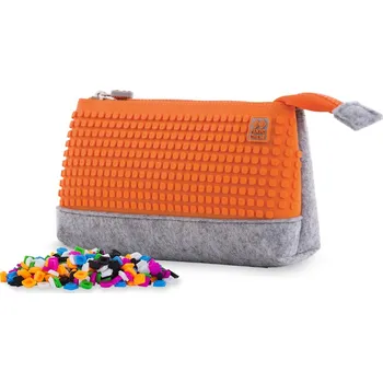 Penál PIXIE CREW velké pouzdro ŠEDÁ/ORANŽOVÁ