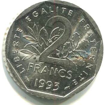 FRANCIE. 2 francs 1993. KM-1062.