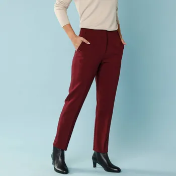 Dámské kalhoty Jednobarevné cigaretové kalhoty, pro menší postavu bordó 38
