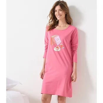 Dámská noční košile Dlouhá noční košile s motivem růžové dřevo 42/44
