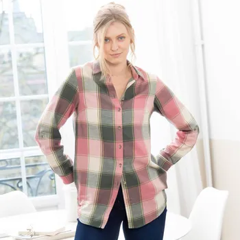 Pánská košile Dlouhá košile z kostkovaného flanelu růžová/zelená 56