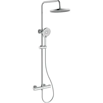 Tyč na sprchový závěs CERANO - Sprchový nástěnný sloup Selma - termostatická sprchová baterie - chrom