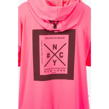 Bunda oversize s kapucí růžová neonová UNI