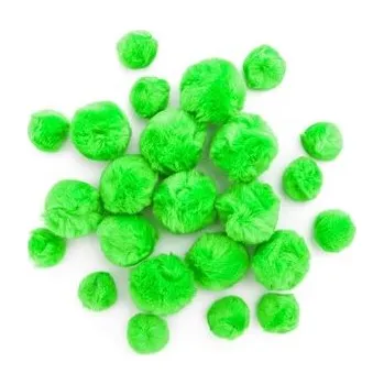 Pompony akrylowe mix zielone 24szt