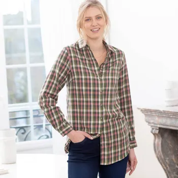 Dámská košile Dlouhá košile z kostkovaného flanelu zelená/růžová 54