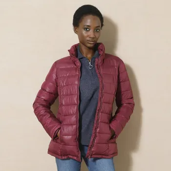 Nepromokavá prošívaná bunda na zip švestková 48