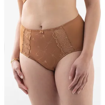 Kalhotky Sada 2 kalhotek maxi z mikrovlákna a tylu Antioco oříšková 38/40