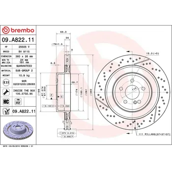 Brzdový kotouč Brzdový kotouč BREMBO 09.A822.11