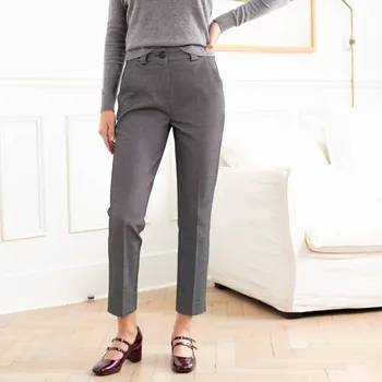 Dámské kalhoty Cigaretové kalhoty z úpletu Milano, se vzorem černá/šedá 48