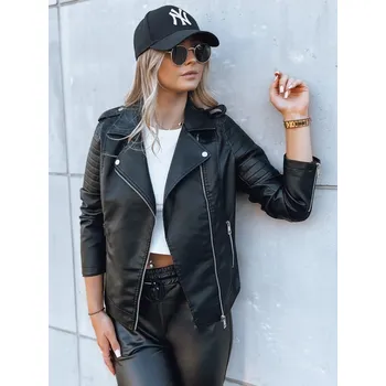 Dámská casual bunda Černá koženková bunda s prošíváním HAUTE VISTA TY3892 Velikost: XL