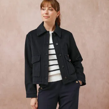 Krátká bunda s příměsí vlny nám. modrá 44