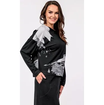 Volnější kratší černošedá dámská halenka 7819 velikost 3XL