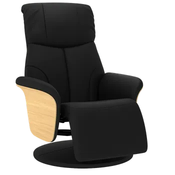 Křeslo Křeslo relaxační, polohovací, otočné, dřevo světlé, ekokůže černá, OPTIMA 3