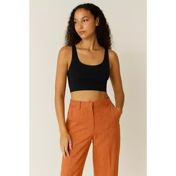 Dámské kalhoty Kalhoty - Melange Straight Suit Pants