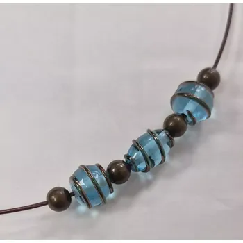 Náhrdelník Náhrdelník na lanku s vinutkami - tyrkysová/spirála (do vyprodání zásob)