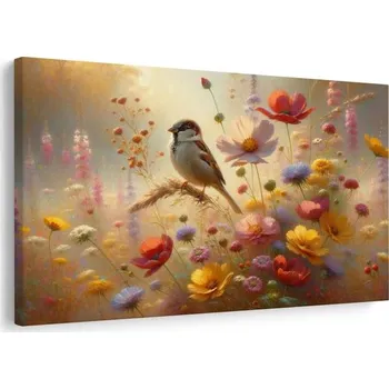 Obraz Dovido Obraz vrabec v květinové zahradě