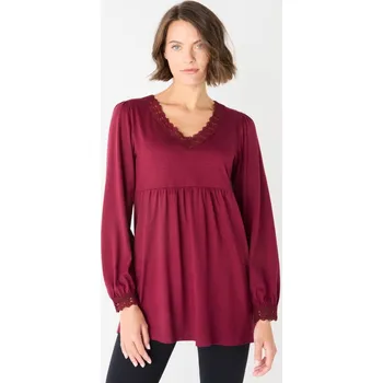 Tunika s macramé lemováním bordó 54