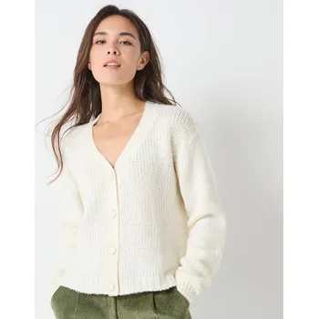 Dámský svetr Propínací svetr s výstřihem do V režná 52