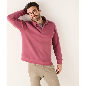 Pánská móda Hřejivá mikina s polo límečkem a výšivkou vpředu starorůžová 107/116 (XL)