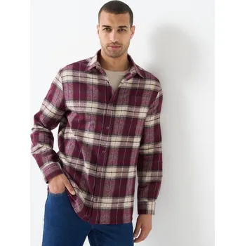 Dámská košile Flanelová kostkovaná košile, sada 2 barev vínová+tyrkysová 51/52