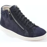 Kotníkové kožené tenisky se zipem a lesklým efektem nám. modrá 41