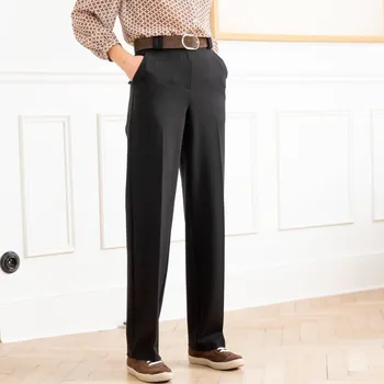 Dámské kalhoty Rovné kalhoty z úpletu Milano černá 52