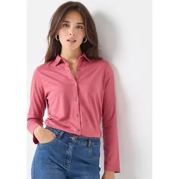 Dámská móda Žerzejová košile s knoflíky a dlouhými rukávy purpurová 50