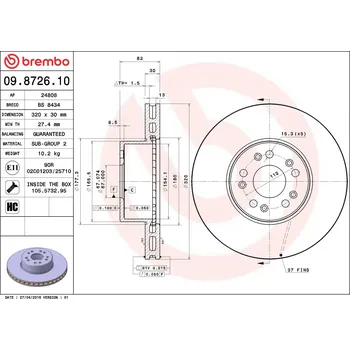 Brzdový kotouč Brzdový kotouč BREMBO 09.8726.10