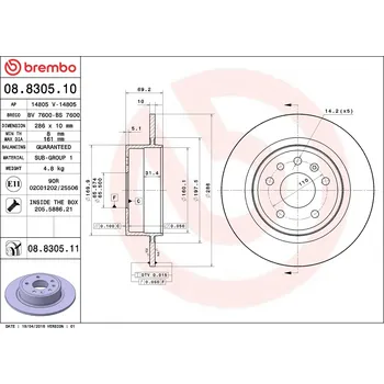 Brzdový kotouč Brzdový kotouč BREMBO 08.8305.11