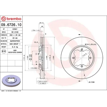 Brzdový kotouč Brzdový kotouč BREMBO 09.6726.10