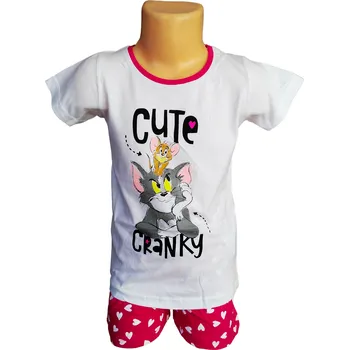 Dívčí pyžamo Eplusm Pyžamo TOM A JERRY krátké dívčí bílorůžové Barva: Bílorůžová, Velikost: 98