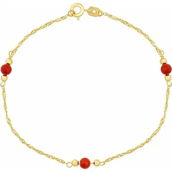 Náramek Zlatý náramek Singapur ze žlutého zlata se zlatými a červenými korálky - 1,2 mm varianta 19 cm FNN1141BGY-19 cm