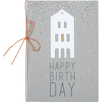 Textilomanie Papírové přání k narozeninám LITTLE HOUSE HAPPY BIRTHDAY