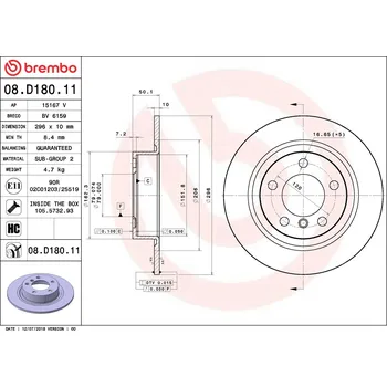 Brzdový kotouč Brzdový kotouč BREMBO 08.D180.11