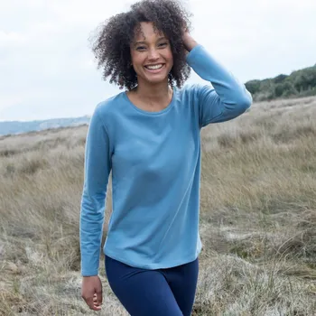 Dámské tričko Moltonové hřejivé tričko s kulatým výstřihem modrošedá 46/48