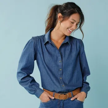 Dámská košile Denimová košile, pro menší postavu modrá 42