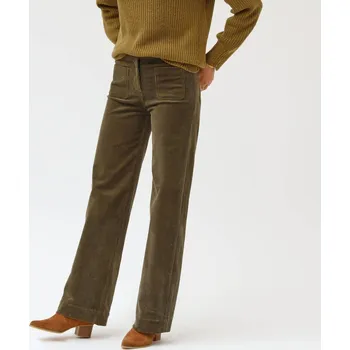 Široké manšestrové kalhoty, pro vyšší postavu khaki 36