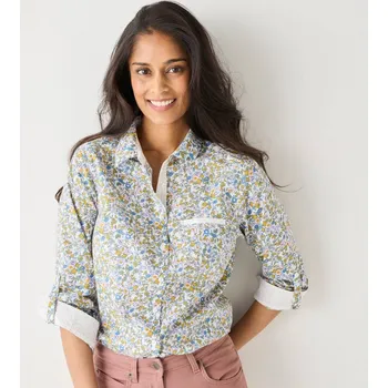 Dámská košile Košile s rukávy na ohrnutí a potiskem květin bílá/vícebarevná 38
