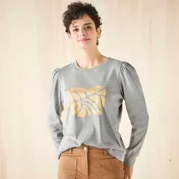 Dámské tričko Tričko s dlouhými rukávy a potiskem šedý melír 46/48