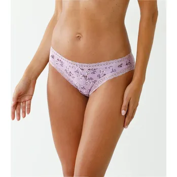 Kalhotky Sada 3 kalhotek midi z bavlny a krajky režná+lila+černá 46/48