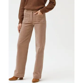 Dámské kalhoty Široké manšestrové kalhoty, pro menší postavu béžová 42