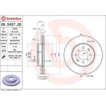 Brzdový kotouč Brzdový kotouč BREMBO 09.5457.20